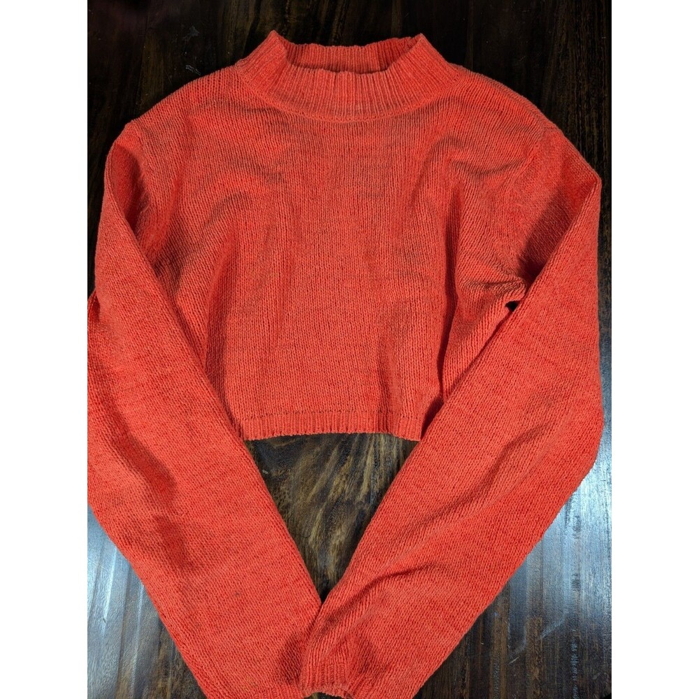 Wild Fable Womens L Sweater Crop Top Pullover Red Long Sleeve